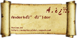 Anderkó Áldor névjegykártya